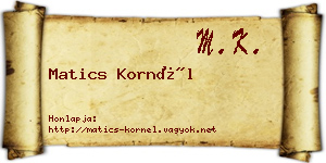 Matics Kornél névjegykártya