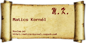 Matics Kornél névjegykártya