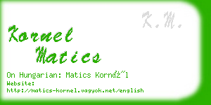 kornel matics business card
